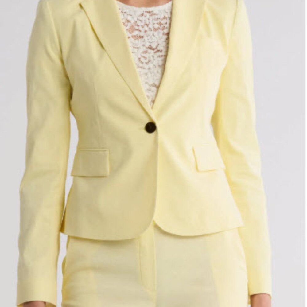 Theory shrunken linen blend jacket, NWT, yellow, Size 0